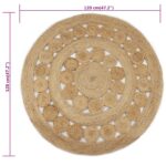vidaXL Pletený okrúhly jutový koberček s dizajnom, 120 cm – Obrázok 6