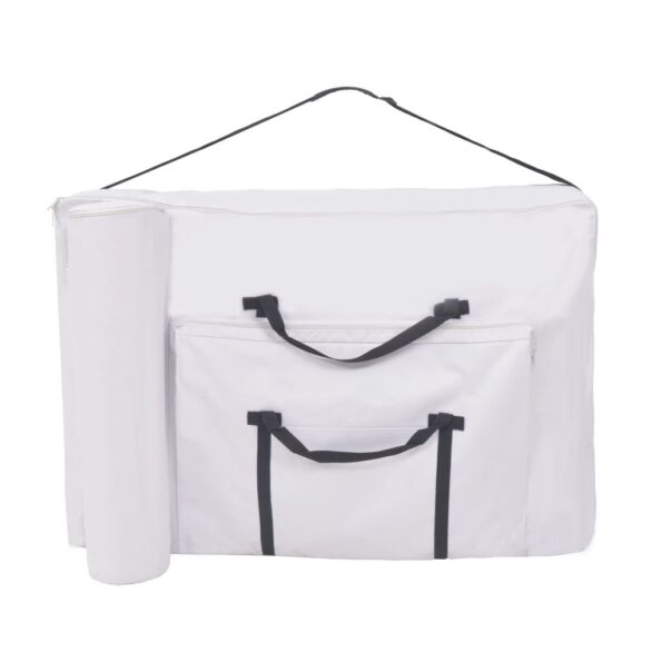 vidaXL Skladací masážny stôl, 3 zóny+stolička, 10 cm hrubá, biela – Obrázok 7