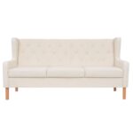 vidaXL Látková 3-miestna pohovka, krémovo-biela – Obrázok 3