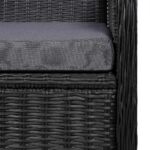 vidaXL Vonkajšie stoličky s podložkami 2 ks, polyratan, čierne – Obrázok 2