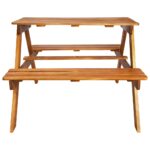 vidaXL Detský piknikový stôl so slnečníkom 79x90x60 cm masívne akáciové drevo – Obrázok 6