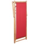 vidaXL Skladacie plážové kreslo, látka a drevený rám, červené – Obrázok 5