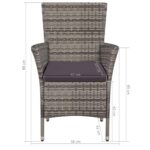 vidaXL 3-dielna bistro súprava polyratanová sivá – Obrázok 5