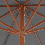 vidaXL Vonkajší slnečník s drevenou tyčou 300 cm antracitový – Obrázok 2