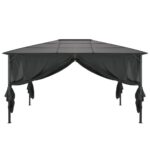 vidaXL Altánok so závesmi hliníkový 4x3x2,6 m čierny – Obrázok 4