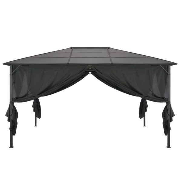 vidaXL Altánok so závesmi hliníkový 4x3x2,6 m čierny – Obrázok 4