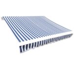 vidaXL Tieniaca plachta na markízu, plátená, modro biela 4,5x3 m
