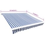 vidaXL Tieniaca plachta na markízu, plátená, modro biela 4,5x3 m – Obrázok 5