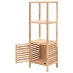 vidaXL Úložná skrinka do kúpeľne z orechového dreva 39,5x35,5x123 cm – Obrázok 4