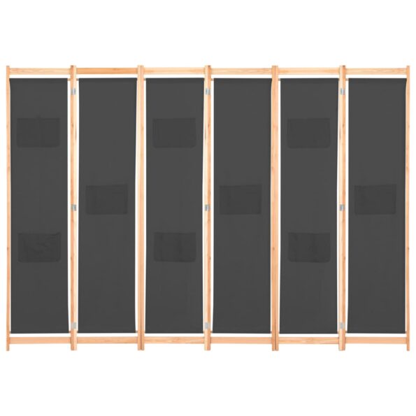 vidaXL 6-panelový paraván sivý 240x170x4 cm látkový – Obrázok 2