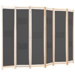 vidaXL 6-panelový paraván sivý 240x170x4 cm látkový – Obrázok 3
