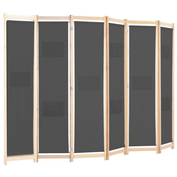 vidaXL 6-panelový paraván sivý 240x170x4 cm látkový – Obrázok 3
