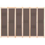 vidaXL 6-panelový paraván hnedý 240x170x4 cm látkový – Obrázok 2