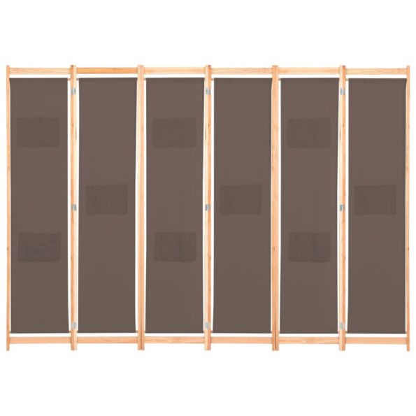 vidaXL 6-panelový paraván hnedý 240x170x4 cm látkový – Obrázok 2