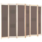 vidaXL 6-panelový paraván hnedý 240x170x4 cm látkový – Obrázok 3