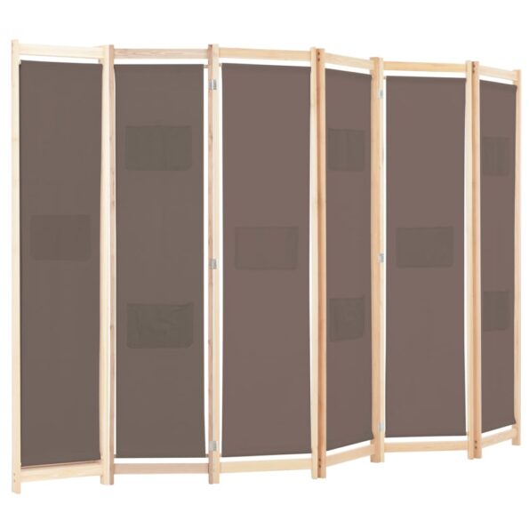 vidaXL 6-panelový paraván hnedý 240x170x4 cm látkový – Obrázok 3