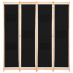 vidaXL 4-panelový paraván čierny 160x170x4 cm látkový – Obrázok 2