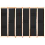 vidaXL 6-panelový paraván čierny 240x170x4 cm látkový – Obrázok 2