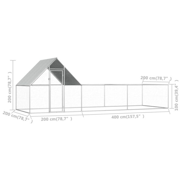 vidaXL Kurín 6x2x2 m, pozinkovaná oceľ – Obrázok 6