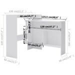 vidaXL Barový stôl s 2 vrchnými doskami biely 130x40x120 cm – Obrázok 11