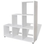 vidaXL Regál na knihy/policový regál v tvare schodov 107 cm, biely – Obrázok 2