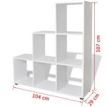 vidaXL Regál na knihy/policový regál v tvare schodov 107 cm, biely – Obrázok 7