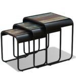 vidaXL Tri stohovateľné stolíky, recyklovaný masív – Obrázok 4