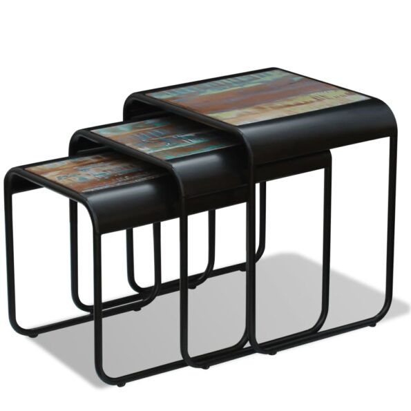 vidaXL Tri stohovateľné stolíky, recyklovaný masív – Obrázok 4