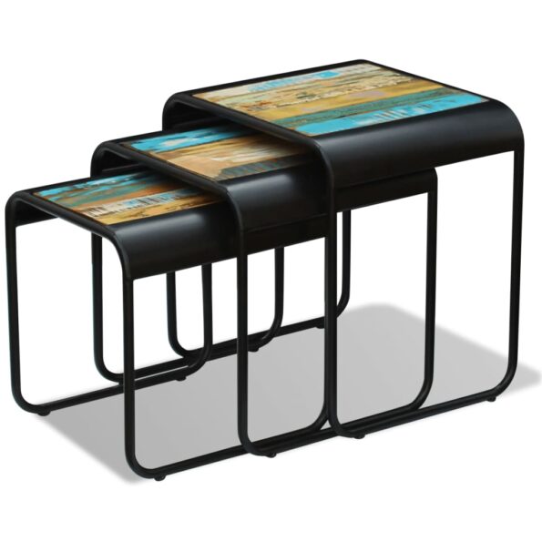 vidaXL Tri stohovateľné stolíky, recyklovaný masív – Obrázok 6