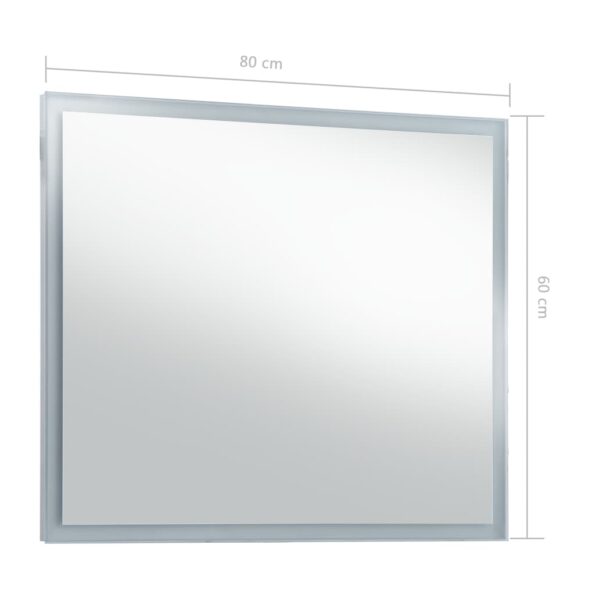 vidaXL Kúpeľňové LED nástenné zrkadlo 80x60 cm – Obrázok 8