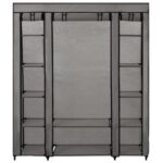 vidaXL Šatník s priehradkami a tyčami sivý látkový 150x45x176 cm – Obrázok 2