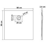 vidaXL Sprchová vanička, SMC, čierna 90x80 cm – Obrázok 6