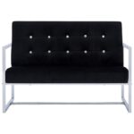 vidaXL 2-miestna pohovka s opierkami, čierna, chróm a zamat – Obrázok 4