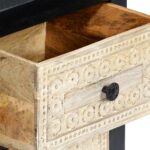 vidaXL Ručne vyrezávaný nočný stolík, sivý 40x30x50 cm, mangový masív – Obrázok 6