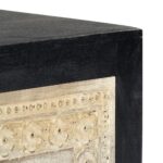 vidaXL Ručne vyrezávaný nočný stolík, sivý 40x30x50 cm, mangový masív – Obrázok 7