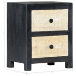 vidaXL Ručne vyrezávaný nočný stolík, sivý 40x30x50 cm, mangový masív – Obrázok 8
