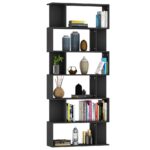 vidaXL Knižnica/deliaca stena, čierna 80x24x192 cm, kompozitné drevo – Obrázok 3