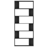 vidaXL Knižnica/deliaca stena, čierna 80x24x192 cm, kompozitné drevo – Obrázok 5