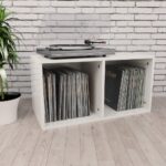 vidaXL Úložný box na vinyly, lesklý biely 71x34x36cm, kompozitné drevo