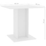 vidaXL Jedálenský stôl, biely 80x80x75 cm, kompozitné drevo – Obrázok 6