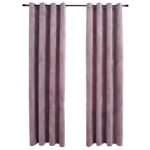 vidaXL Zatemňovacie závesy s očkami 2 ks, zamat, staroružové 140x245cm – Obrázok 2