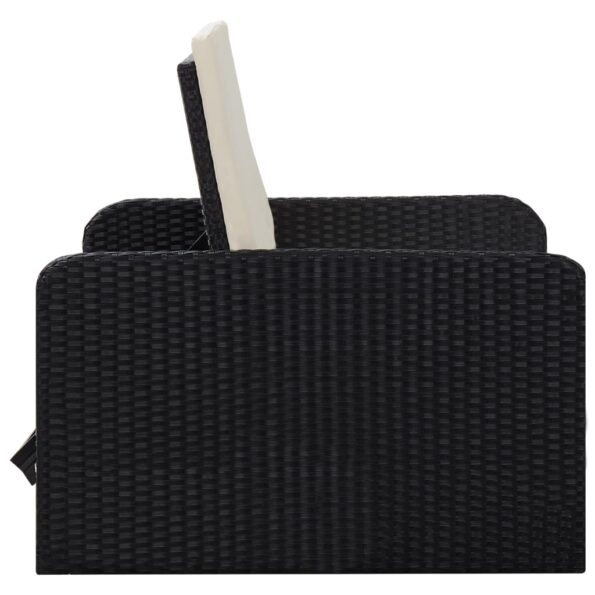 vidaXL 2-dielna záhradná sedacia súprava s podložkami, polyratan, čierna – Obrázok 5