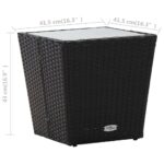 vidaXL Čajový stolík, čierny 41,5x41,5x43 cm, polyratan, tvrdené sklo – Obrázok 5