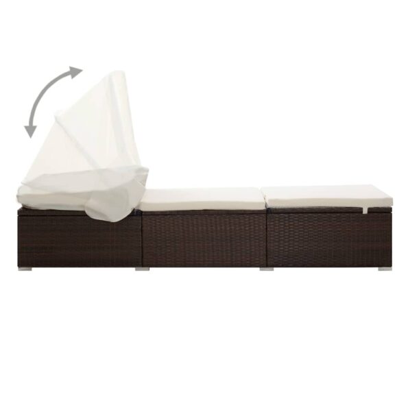 VXL8719883729466_g_en_hd_3.jpg vidaXL Záhradné ležadlo s baldachýnom a podložkou, polyratan, hnedé – Obrázok 4
