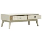 vidaXL Konferenčný stolík 2 zásuvky vyrezávaný sivý 110x50x40 cm drevo – Obrázok 3