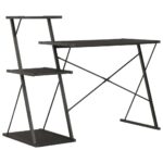 vidaXL Stôl s poličkami, čierny 116x50x93 cm – Obrázok 4