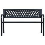 vidaXL Záhradná lavička 125 cm, čierna, oceľ – Obrázok 2