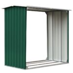 vidaXL Kôlňa na drevo zelená 172x91x154 cm pozinkovaná oceľ – Obrázok 2
