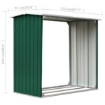 vidaXL Kôlňa na drevo zelená 172x91x154 cm pozinkovaná oceľ – Obrázok 6