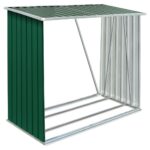 vidaXL Záhradná kôlňa na drevo z galvanizovanej ocele 163x83x154 cm zelená – Obrázok 2